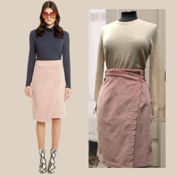 Annie 50 Brand New Corduroy Knee Length High Waist Pink Skirt, Small - Picture 2 of 9